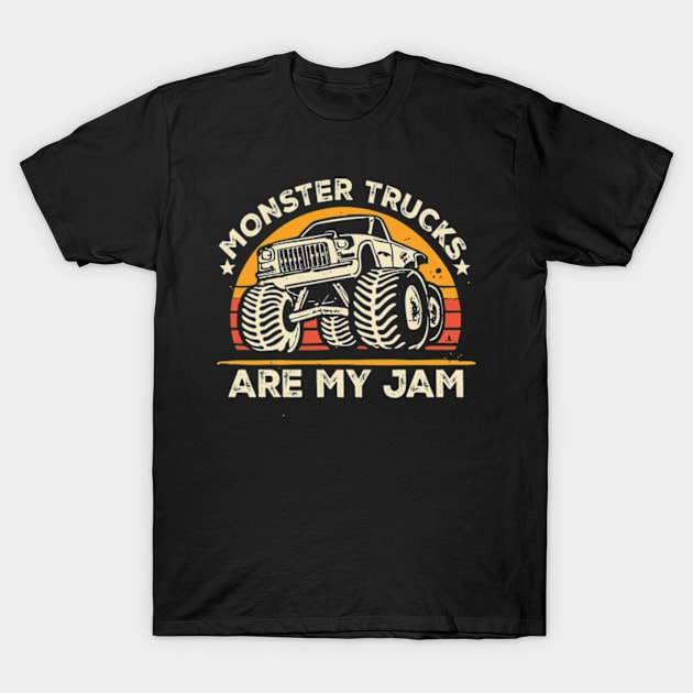 Vintage Monster Trucks Are My Jam Retro T-Shirt by larfly